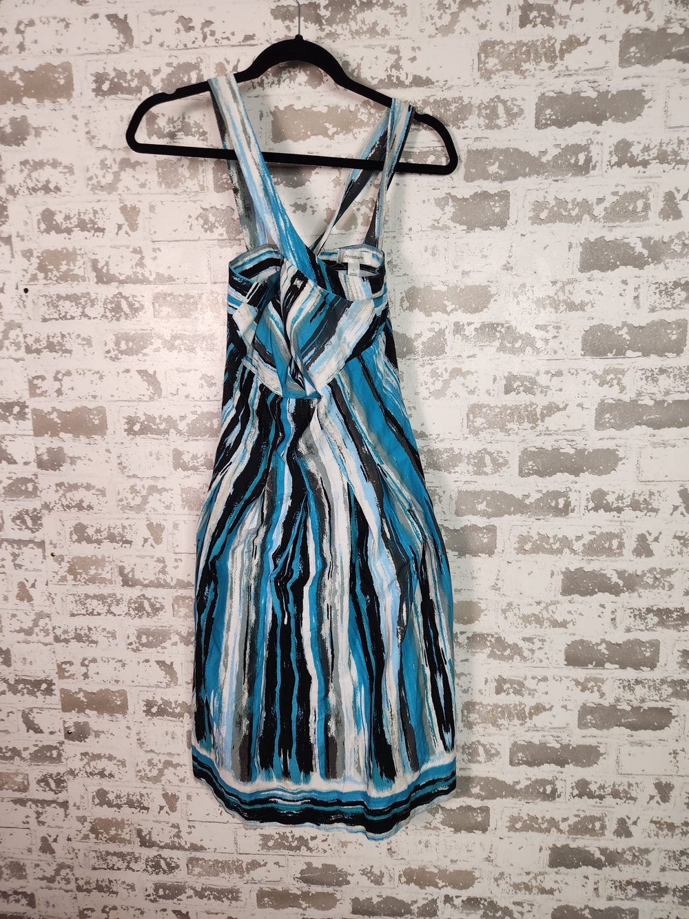 Dressbarn Vintage Y2K Abstract Stripe Midi Dress Size 4  Blue